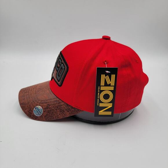 Mexico Hat Cap Strap Back Red Brown Distressed Bill Embroidered Patch Mens - Picture 2 of 7